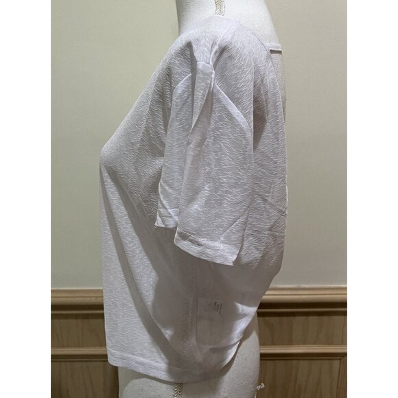 Shein ~ Size Medium ~ Short Sleeve Sheer Open Back Top ~ White - Picture 3 of 5